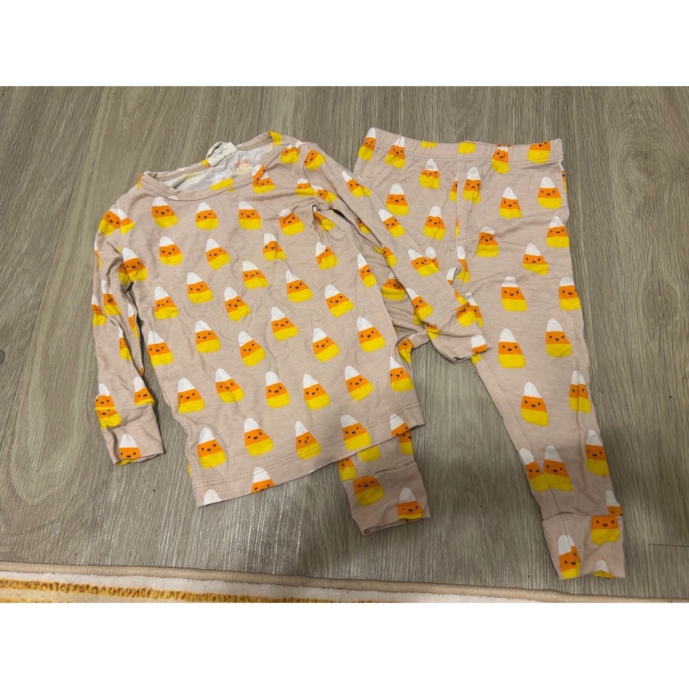 Spearmint Love Bamboo Viscose Candy Corn Pajama Set Tan Orange 18-24m Kidcore‎